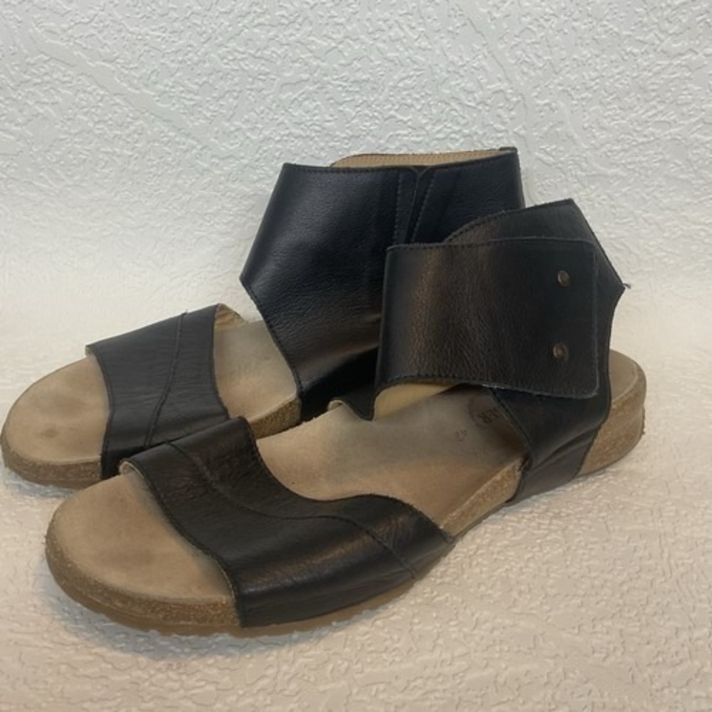 Haflinger Black Boho Minimalist Cork Ankle Cuff Sandals Women 42/US11 Ukraine